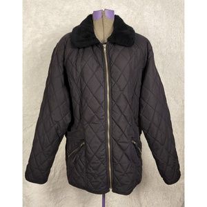 Neyelle Vintage Y2K Sherpa Collar Quilted Black Jacket Size M